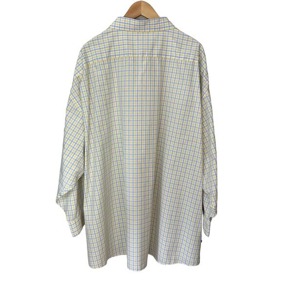 Pronto Uomo Classic Fit Dress Shirt Mens 22 34/35 Non Iron Button Up Yellow Blue - Picture 3 of 8